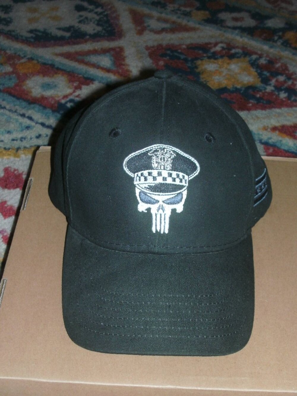 Embroidered Police Punisher Black Baseball Hat Cap Cotton Adjustable OS
